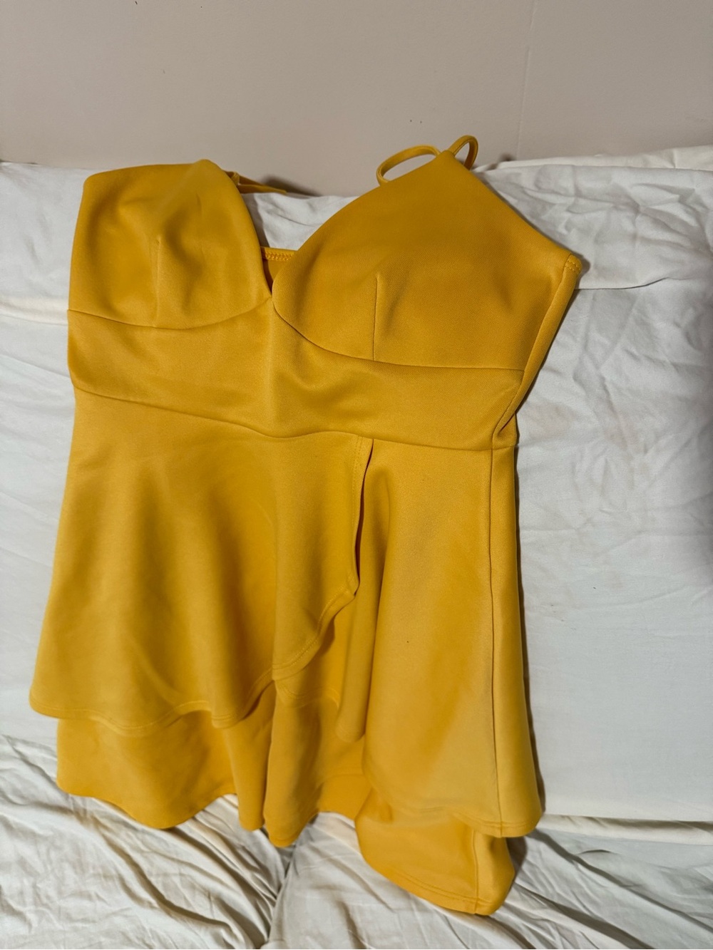 Yellow Spaghetti-Strap Fit & Flare Dress